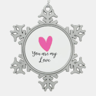jij bent mijn liefde roze rode hart waterverf kidr tin sneeuwvlok ornament