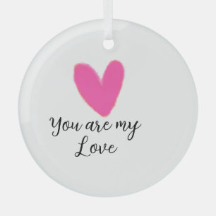 jij bent mijn liefde roze rood hart waterverf kidr glas ornament