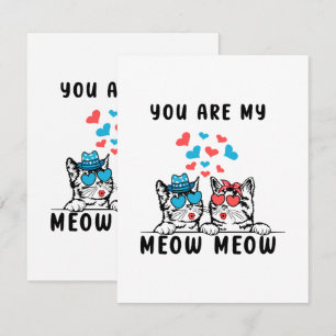 Jij Bent Mijn Meow Meow Koppel Kat Valentijnsdag Notitiekaartje