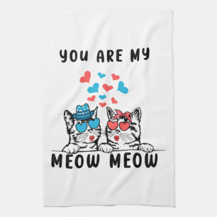 Jij Bent Mijn Meow Meow Koppel Kat Valentijnsdag Theedoek