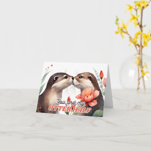 Jij Bent Mijn Otterhelft Otter Zoenende Valentijn Kaart (Gele Bloem)