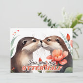Jij Bent Mijn Otterhelft Otter Zoent Valentijn Feestdagenkaart (Staand voorkant)