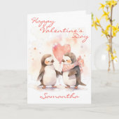 Jij bent mijn Penguin Schattige Valentijnsdag Kaart (Gele Bloem)