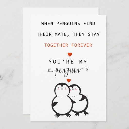 Jij bent mijn pinguïn Valentijnskaart Feestdagenkaart (Voorkant / Achterkant)