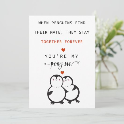 Jij bent mijn pinguïn Valentijnskaart Feestdagenkaart (Staand voorkant)