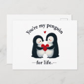 Jij bent mijn pinguïn voor het leven stel  briefkaart (Voorkant / Achterkant)