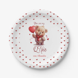 Jij bent mijn QTpie | Schattigee teddybeer Valenti Papieren Bordje