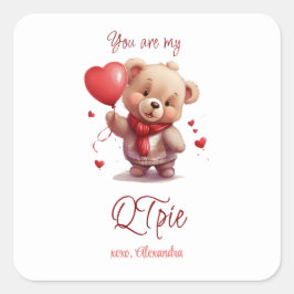 Jij bent mijn QTpie | Schattigee teddybeer Valenti Vierkante Sticker