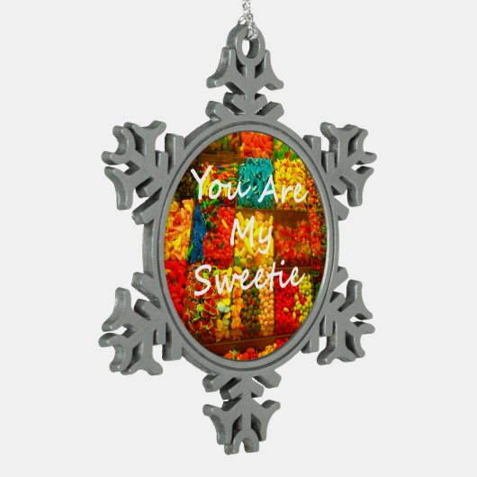 Jij bent mijn schatje tin sneeuwvlok ornament (Links)