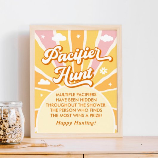 Jij bent mijn Sunshine Baby shower Pacifier Hunt Poster