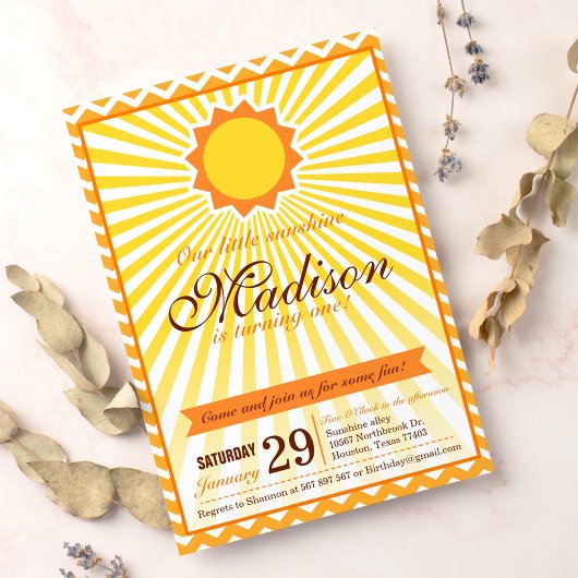 Jij bent mijn Sunshine Birthday Party Uitnodiging