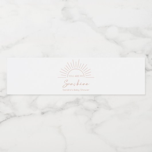 Jij bent mijn Sunshine Boho Baby shower Waterfles Etiket (Enkel label)