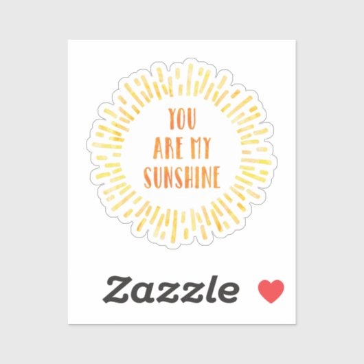 Jij bent mijn Sunshine Bright Waterverf Sticker (Vel)