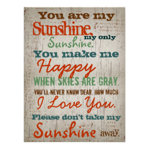 Jij bent mijn Sunshine Children's Song Perfect Poster
