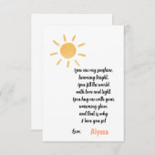 Jij bent mijn Sunshine Moederdag Bedankkaart (Voorkant / Achterkant)