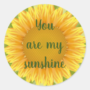 Jij bent mijn Sunshine Sunflower Flower Quote art Ronde Sticker