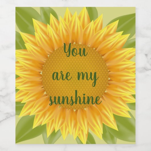 Jij bent mijn Sunshine Sunflower Flower Quote art Wijn Etiket (Enkel label)