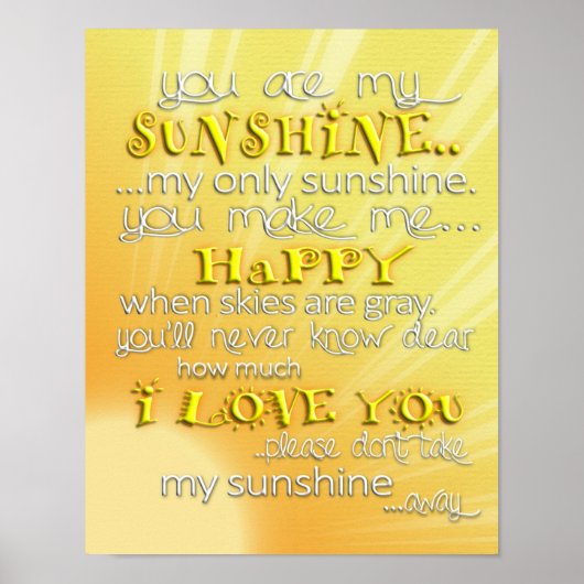 Jij bent mijn Sunshine Wall Art Poster (Voorkant)