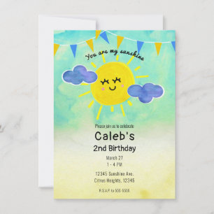 Jij bent mijn Sunshine Yellow & Blue Birthday Part Kaart