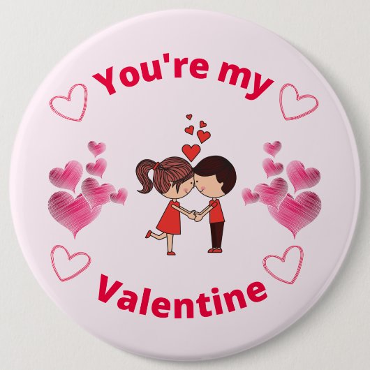 Jij bent mijn Valentijn Ronde Button 6,0 Cm (Voorkant)