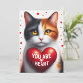 Jij Bent Mijn Valentijnshart Gedicht Calico Kat  Feestdagenkaart (Staand voorkant)