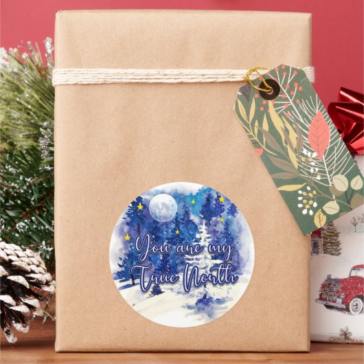 Jij bent mijn ware noorden ronde sticker (Feestdagen)