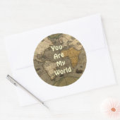 Jij bent mijn wereld romantische oude Wereldkaart  Ronde Sticker (Envelop)