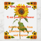 Jij bent mijn zon ik ben je zonnebloem wijn etiket (Enkel label)