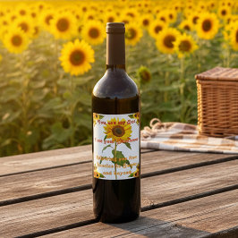 Jij bent mijn zon, ik ben je zonnebloem wijn etiket