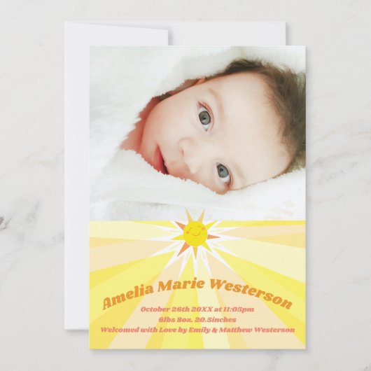 Jij bent mijn Zonneeuwse Baby- Aankondiging (Voorkant)