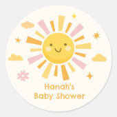 Jij bent mijn zonneschijn baby shower ronde sticker (Voorkant)