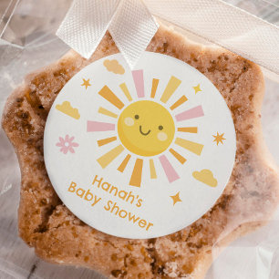Jij bent mijn zonneschijn baby shower ronde sticker