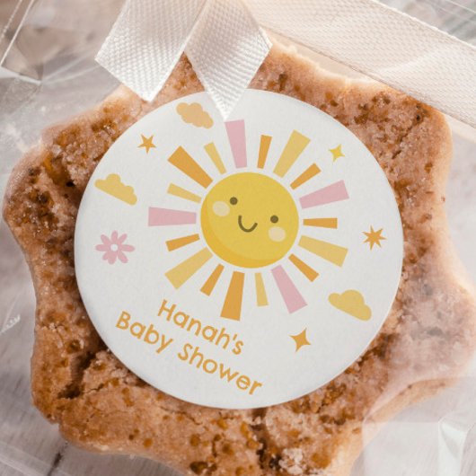 Jij bent mijn zonneschijn baby shower ronde sticker
