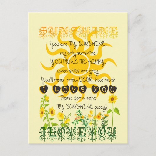 Jij bent mijn zonneschijn... briefkaart (Voorkant)