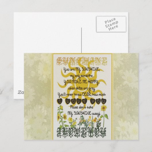 Jij bent mijn zonneschijn briefkaart (Voorkant / Achterkant)