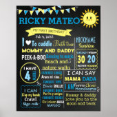 Jij bent mijn zonneschijn eerste verjaardagskaartj poster (Voorkant)