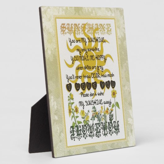 Jij bent mijn zonneschijn fotoplaat (Zijkant)
