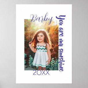 jij bent mijn zonneschijn geel FOTO NAAM JAAR PURP Poster