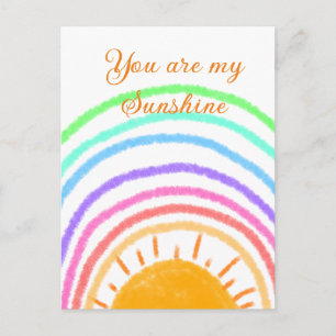 jij bent mijn zonneschijn gele oranje zonnestralen briefkaart