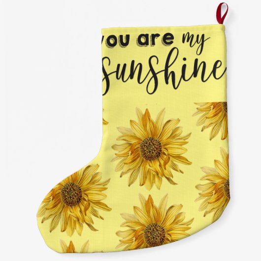 Jij bent mijn zonneschijn heldergele zonnebloem grote kerstsok (Achterkant)
