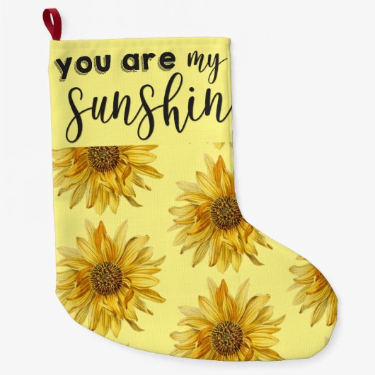 Jij bent mijn zonneschijn heldergele zonnebloem grote kerstsok (Voorkant)