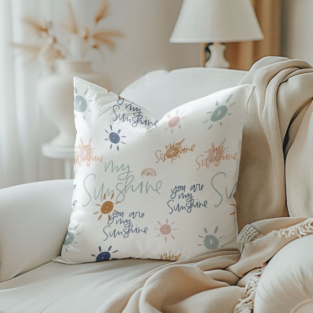 Jij bent mijn zonneschijn in aardse tinten omkeerb kussen (You Are My Sunshine in Earth Tones Reversible Throw Pillow)