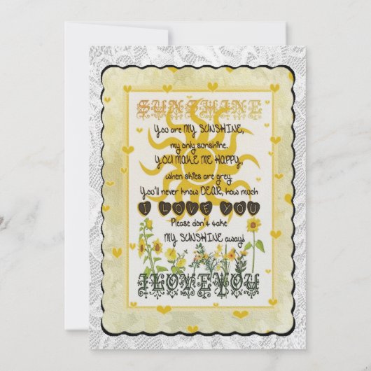 Jij bent mijn zonneschijn. kaart (Achterkant)