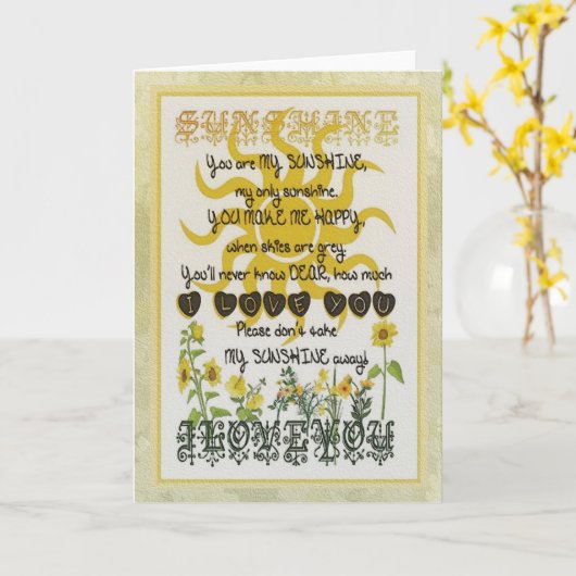 Jij bent mijn zonneschijn kaart (Gele Bloem)