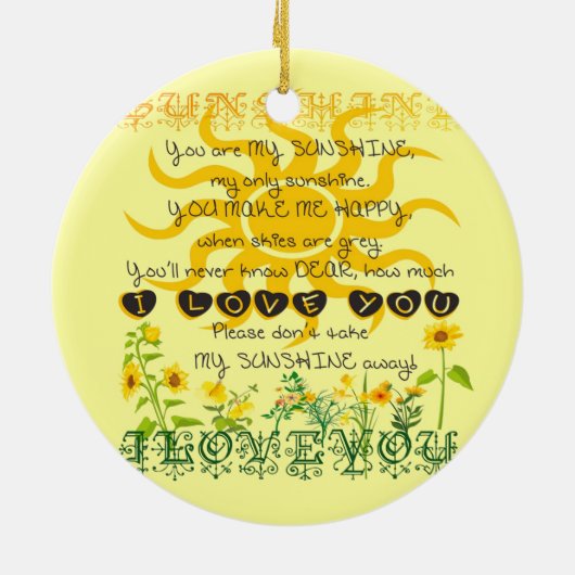 Jij bent mijn zonneschijn... keramisch ornament (Achterkant)