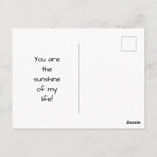Jij bent mijn zonneschijn... mijn enige zonneschij briefkaart (Achterkant)