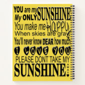 Jij bent mijn zonneschijn, mijn enige zonneschijn notitieboek (Achterkant)