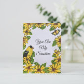 Jij Bent Mijn Zonneschijn Opgewekte Dankbare Bloem Briefkaart (Staand voorkant)