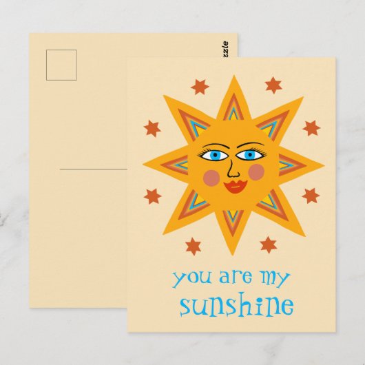 Jij bent mijn Zonneschijn Opgewekte Zon CUSTOM Briefkaart (Voorkant / Achterkant)
