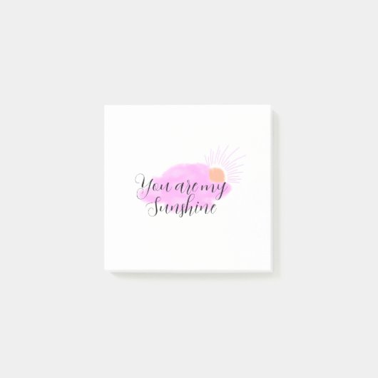 jij bent mijn zonneschijn roze paarse zonnestralen post-it® notes (Voorkant)